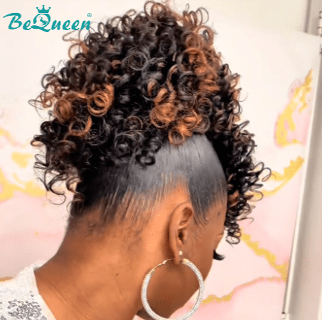 BeQueenWig TOPPER & MOHAWK Bequeen Black Highlight 100% Human Hair Mohawk