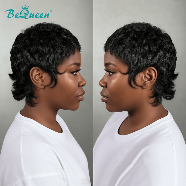 BeQueenWig PIXIE WIGS Bequeen Black Small Head Short Cut Pixie Wig