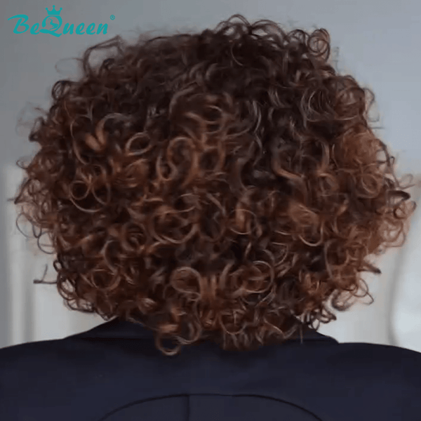 BeQueenWig No Lace Wig Bequeen Brown Color Curly No Lace Wig