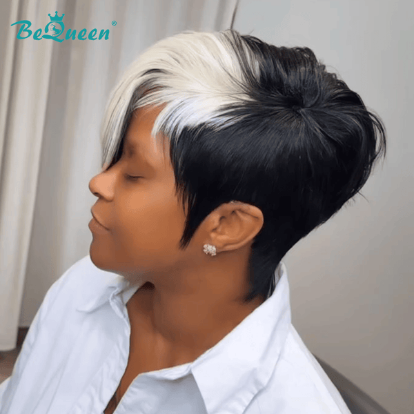 BeQueenWig PIXIE WIGS Bequeen Highlight White Special Made Pixie Wig