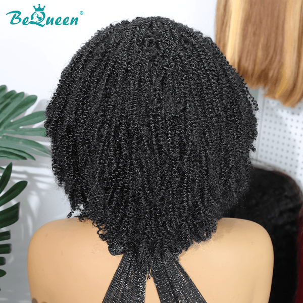 BeQueenWig Sexy Braid Lace Wig Bequeen Kinky Black 100% Human Hair Braided Wig
