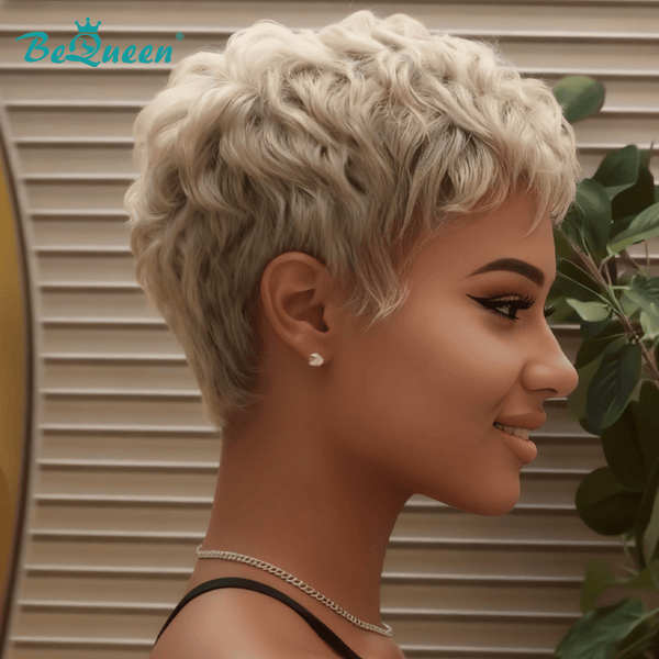 BeQueenWig PIXIE WIGS Bequeen Light Ash Blonde Special Made Pixie Cut Wig