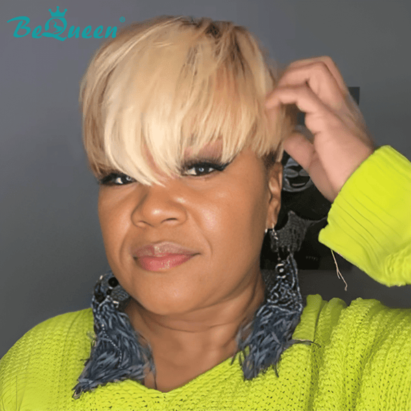 BeQueenWig TOPPER & MOHAWK Black / blond / brown Bequeen Machine Made 6*9 Topper