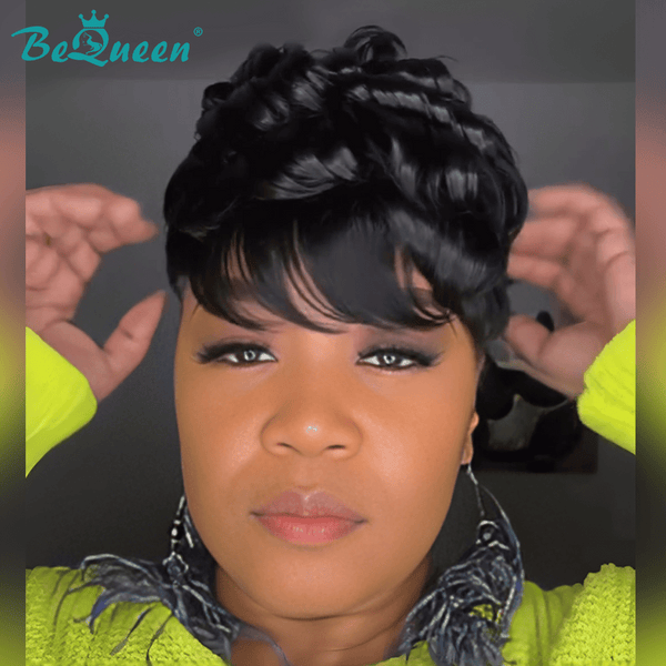 BeQueenWig TOPPER & MOHAWK Black / blond / brown Bequeen Machine Made 6*9 Topper