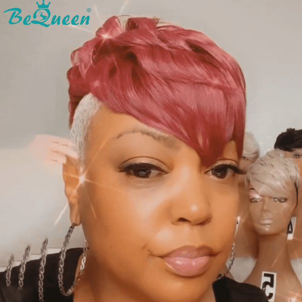 BeQueenWig TOPPER & MOHAWK Bequeen Machine Made 99J Burgundy Partial Topper