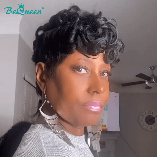 BeQueenWig TOPPER & MOHAWK Bequeen Machine Made Black Curly Topper