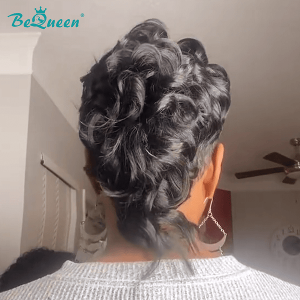 BeQueenWig TOPPER & MOHAWK Bequeen Machine Made Black Curly Topper