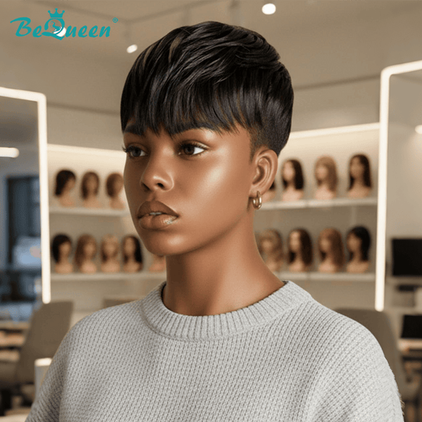 BeQueenWig TOPPER & MOHAWK Bequeen Machine Made Natrual Black Highlight Grey Topper