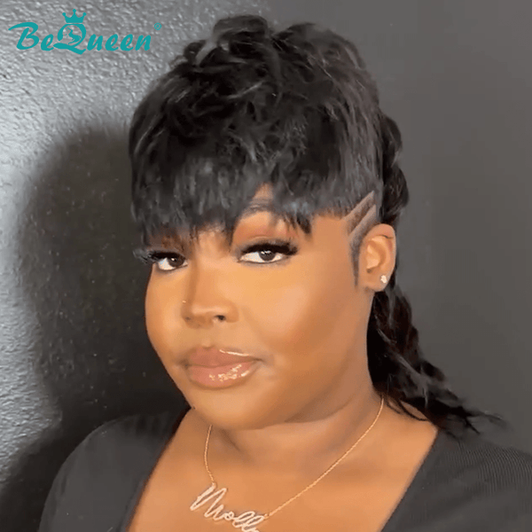 BeQueenWig TOPPER & MOHAWK Bequeen Machine Made Natrual Black Long Tail Topper