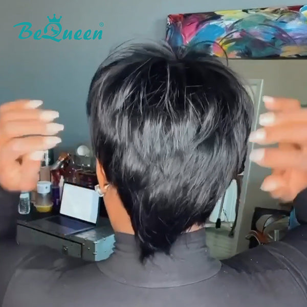 BeQueenWig TOPPER & MOHAWK Bequeen Machine Made Natrual Black Topper