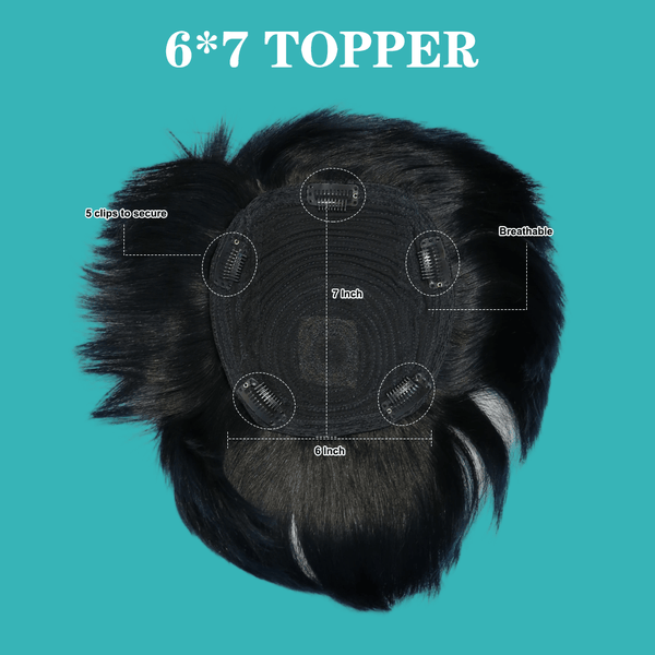 BeQueenWig TOPPER & MOHAWK Bequeen Machine Made Side Part Natrual Black Topper