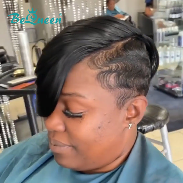 BeQueenWig TOPPER & MOHAWK Bequeen Machine Made Side Part Natrual Black Topper