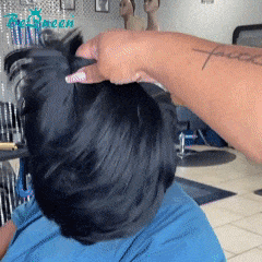 BeQueenWig TOPPER & MOHAWK Bequeen Machine Made Side Part Natrual Black Topper