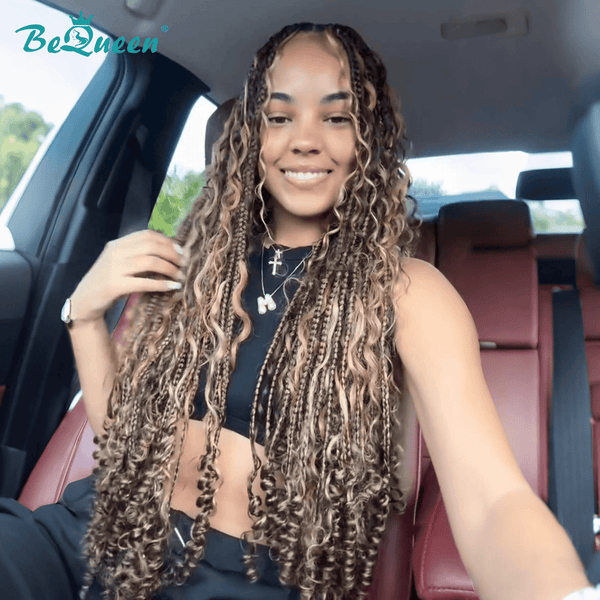 BeQueenWig Sexy Braid Lace Wig Bequeen Mixed Color Braid & Wave Long Wig