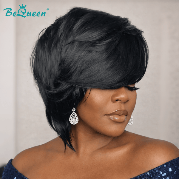 BeQueenWig TOPPER & MOHAWK Bequeen Natrual Black Machine Made Topper