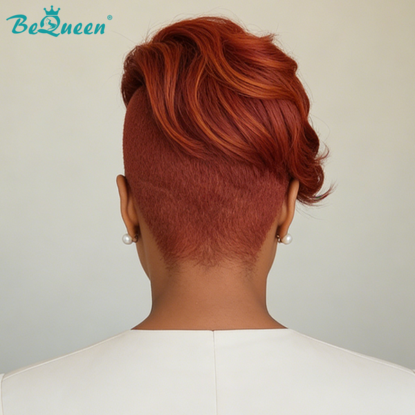 BeQueenWig TOPPER & MOHAWK Bequeen Orange Side Part Easy On/Off Topper