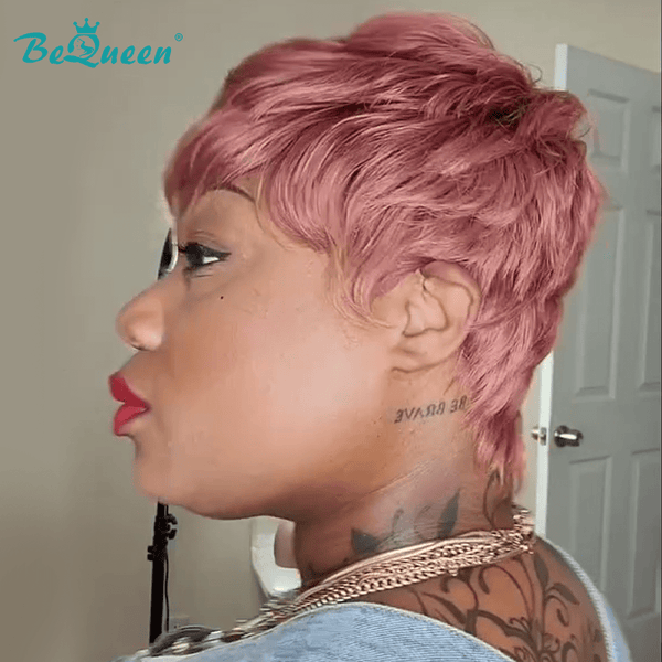 BeQueenWig PIXIE WIGS Bequeen Pink Mirage Fantasy Short Pixie Machine Made Wig