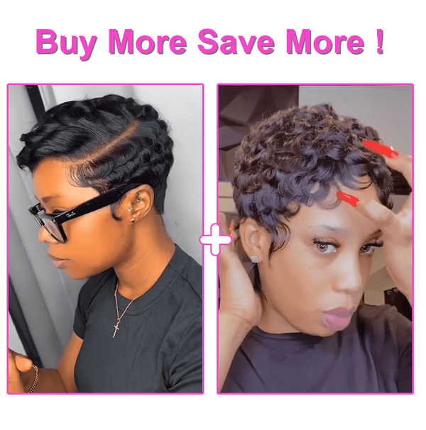 BeQueenWig PIXIE WIGS 2 WIG-B Bequeen Pixie Cut Finger Wave Wig