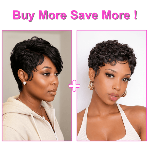 BeQueenWig PIXIE WIGS 2 WIGS-A Bequeen Pixie Cut Finger Wave Wig