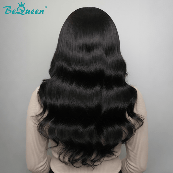 BeQueenWig Sexy Braid Lace Wig Black Bequeen Sexy Braid 100% Human Hair Side Part Long Wig