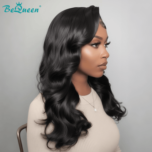 BeQueenWig Sexy Braid Lace Wig Black Bequeen Sexy Braid 100% Human Hair Side Part Long Wig