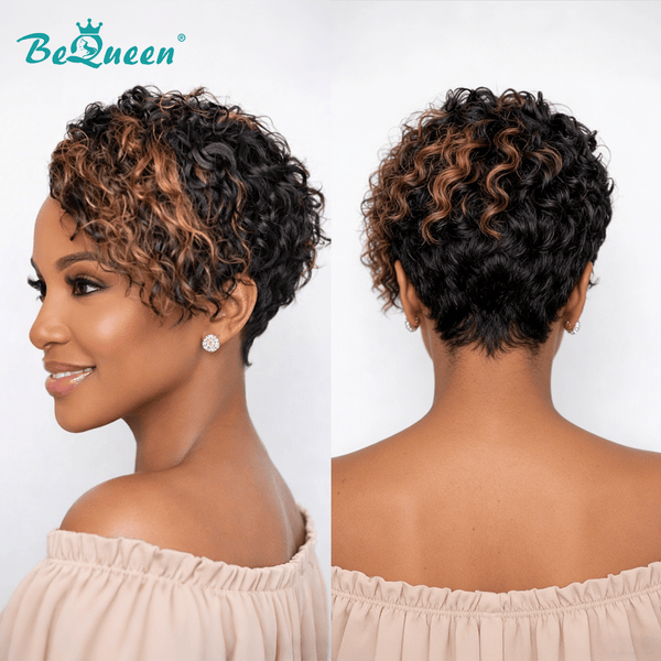 BeQueenWig PIXIE WIGS Bequeen Sexy Highlight Wavy Short Wig