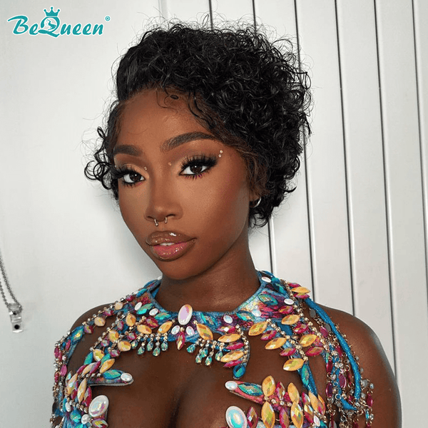 BeQueenWig PIXIE WIGS Bequeen Short Curly Lace Wig