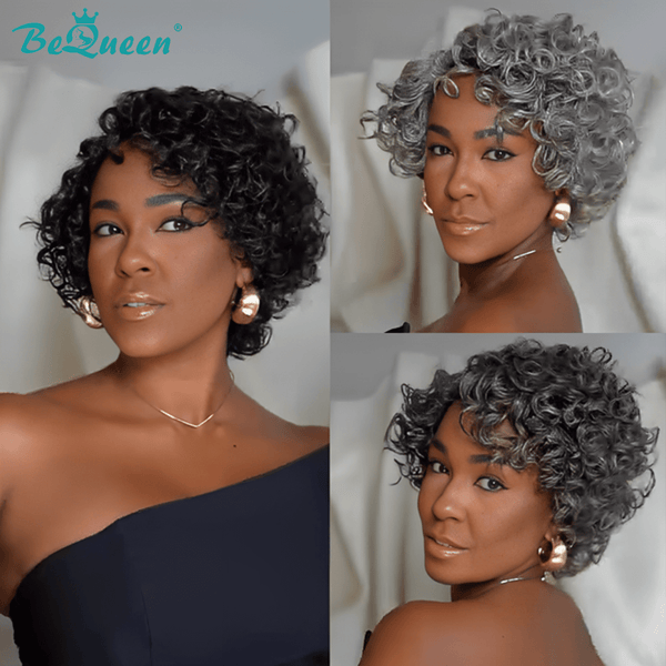 BeQueenWig No Lace Wig Bequeen Short Curly No Lace Wig