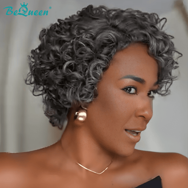 BeQueenWig No Lace Wig Bequeen Short Curly No Lace Wig