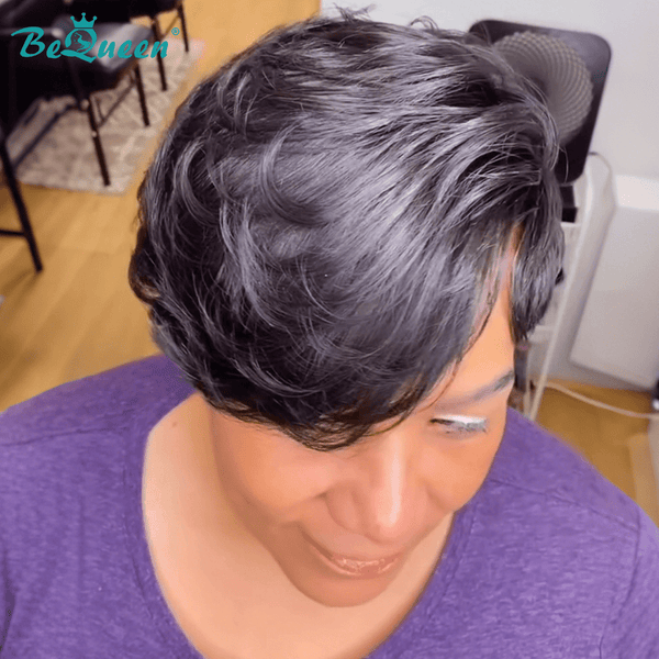 BeQueenWig FULL LACE WIG Bequeen Side Part Feshion Pixie Cut Sexy Wave Full Lace Wig