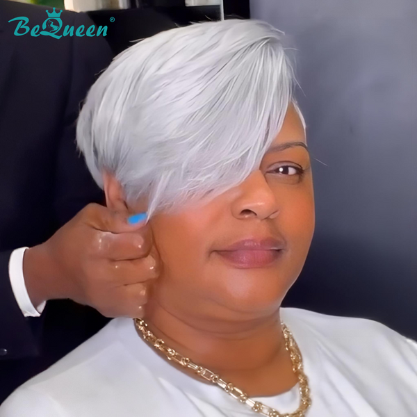 BeQueenWig PIXIE WIGS Bequeen Silver Charm Special Lace Wig
