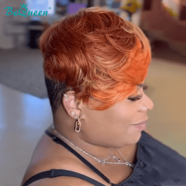 BeQueenWig TOPPER & MOHAWK Bequeen Sleek Auburn Breeze Machine Made Topper