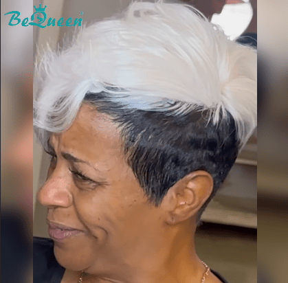 BeQueenWig TOPPER & MOHAWK Bequeen White Machine Made Curly Topper Unit