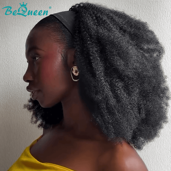 overseas Workout Wig Bequeen 1B 100% Human Hair Kinky Curly Workout Wig