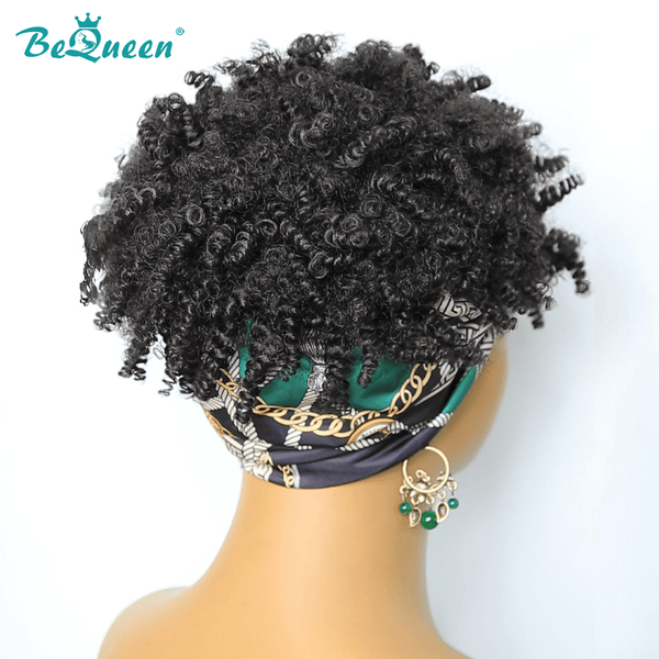 overseas Workout Wig Bequeen 1B Curly Workout Wig With Hair Tie