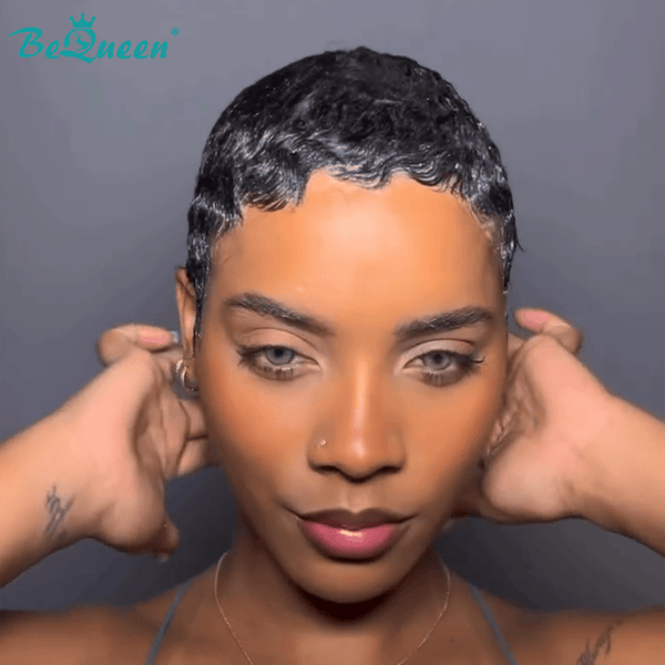 overseas PIXIE WIGS Bequeen 1B Special Made Pixie Cut Wig
