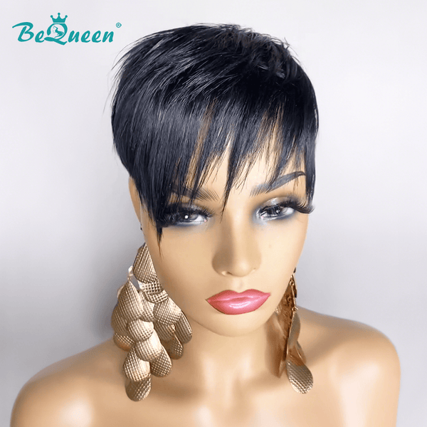 overseas PIXIE WIGS Bequeen 1B Straight Style Machine Made Short Cut Wig