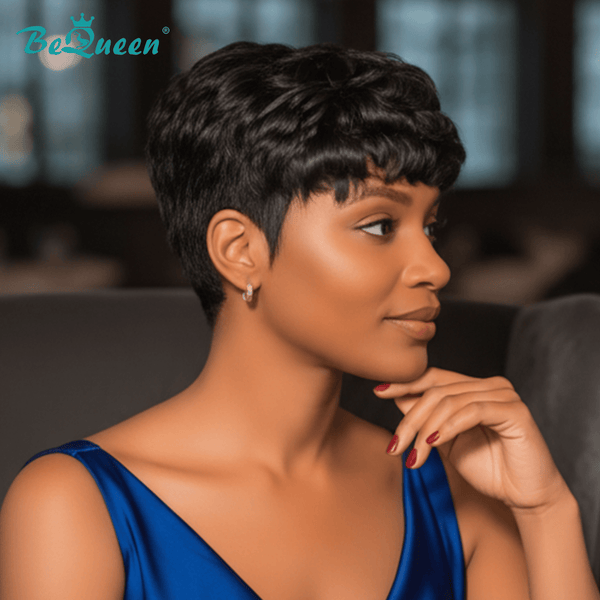 overseas PIXIE WIGS Bequeen 1B Wave Bang Short Cut Pixie Wig