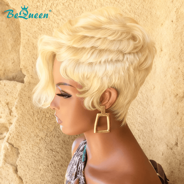 overseas PIXIE WIGS Blonde Bequeen 99J Side Part Layer Pixie Wig