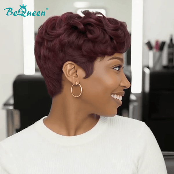 overseas PIXIE WIGS Bequeen 99J Side Part Wave Pixie Lace Wig