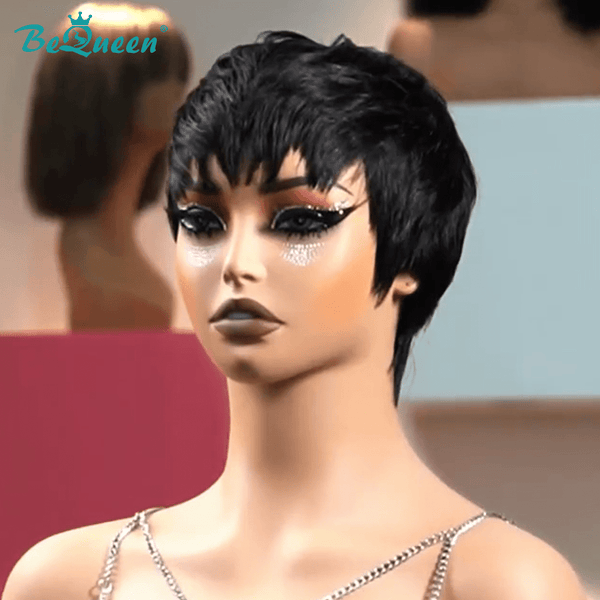 overseas PIXIE WIGS Bequeen Black Straight Short Cut Wig