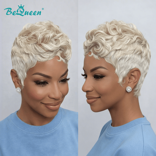 overseas PIXIE WIGS Bequeen Blonde Short Cut Fashion Machine Made Wig