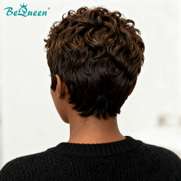 overseas PIXIE WIGS Bequeen Brown Pixie Cut Wig Special Style