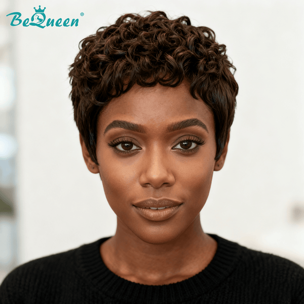 overseas PIXIE WIGS Bequeen Brown Pixie Cut Wig Special Style