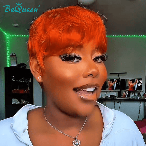 overseas PIXIE WIGS Bequeen Electric Ginger Orange Pixie Cut Wig
