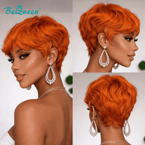 overseas PIXIE WIGS Bequeen Electric Ginger Orange Pixie Cut Wig
