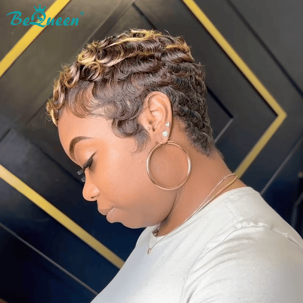 overseas PIXIE WIGS Bequeen Finger Wave Machine Made Wig