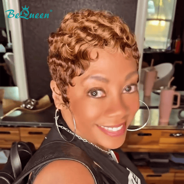 overseas PIXIE WIGS Bequeen Finger Wave Machine Made Wig