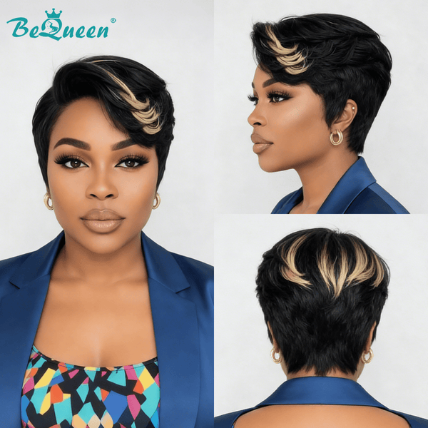 overseas PIXIE WIGS Bequeen Highlight Blonde Side Part Natural Frontal Lace Wig