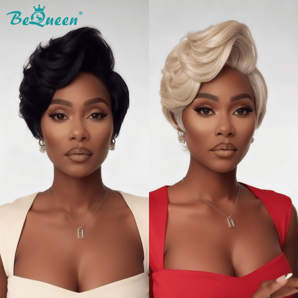 overseas PIXIE WIGS Bequeen Ice Cream Style Side Part Short Cut Wig